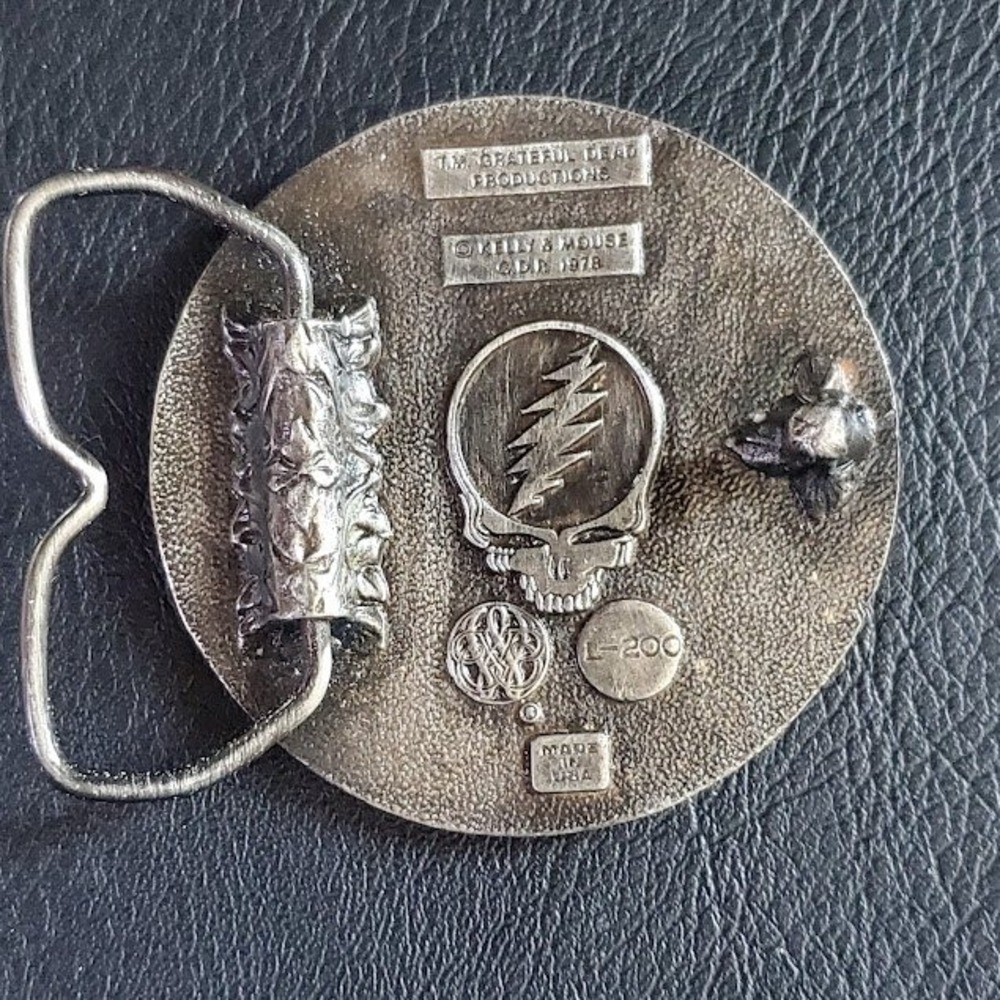 Grateful Dead Vintage 1978 Bertha Skull Roses Belt Buckle Kelly & Mouse L-200 - Picture 4 of 8